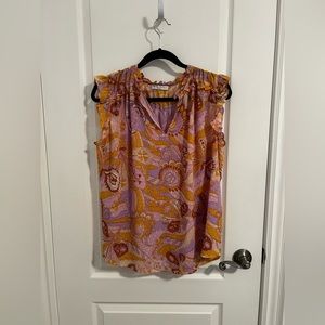Anthropologie Sleeveless Floral Blouse
